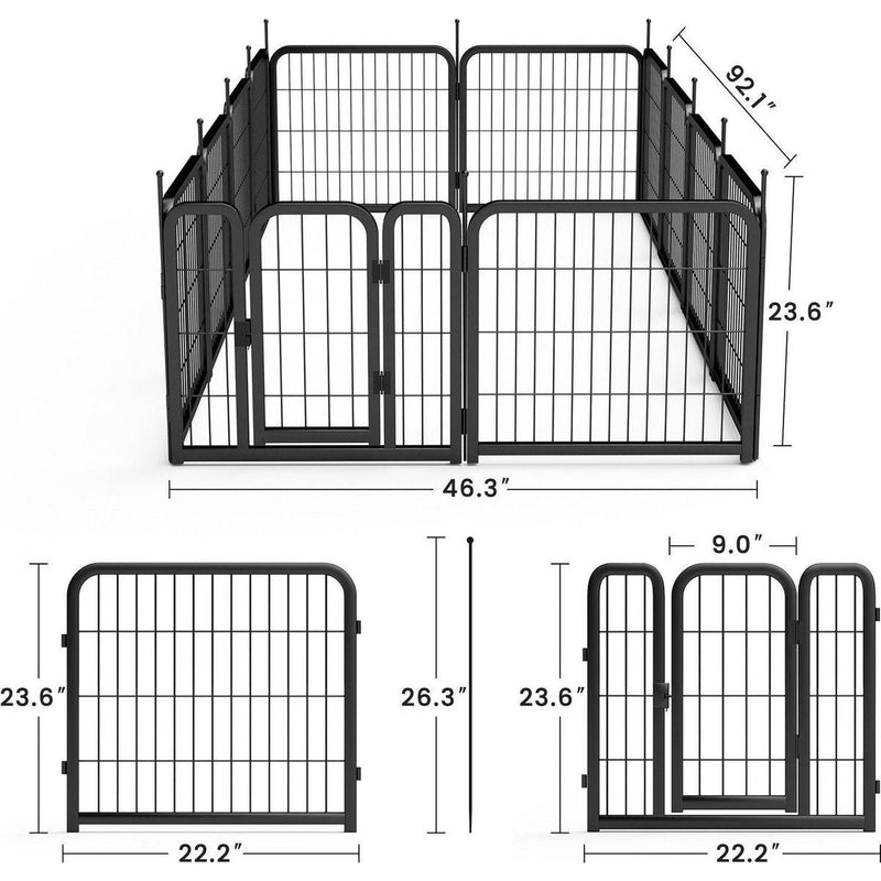 Dog Playpen Outdoor, 12 Panel Dog Fence 24" Pet Pen for Small Dogs Pet Exercise Pen for Puppy/Rabbit/Small Animals Portable Playpen for RV Camping Garden Yard, Indoor. Black, 22.2" W x 23.6" H.