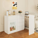 44"-85" Extendable Sofa Bar Table Cabinet Behind Couch Pub Table with LED