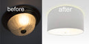 Moderne Flush Mount Conversion Kit 14"w White Hardback Drum Lampshade by LampsUSA
