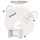 Makeup Vanity Table With Mirror Touch Screen Lighted Mirror, Dressing Table With Drawer For Bedroom - White by HouseOfZazla