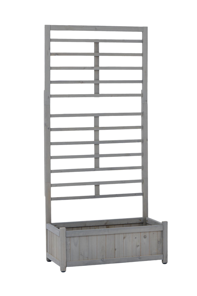 Raised Garden Bed with Trellis, Outdoor Wooden Planter Box for Climbing Plants, Vegetables, and Herb Growing