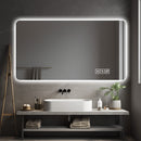 Wall Mounted LED Lighting Mirror With 3 Color Lighting, Dimming, Waterproof, Anti Fog, Touch Switch - Silver