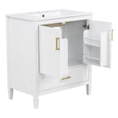 Elegant Fluted Bathroom Vanity With Sink, Soft Close Doors & Drawer by HouseOfZazla