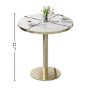 Round Modern Dinning Table 31.5 inches Bistro Table Tulip Table with Faux Marble top,Easy Assemble,Sturdy Metal Frame Diameter With 2 Dining Chairs