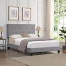 Queen Size Upholstered Platform Bed Frame With Button Tufted Linen Headboard