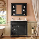 Bathroom Vanity With Mirror Cabinet, Single Sink With 2 Soft Closing Doors And 4 Drawers by HouseOfZazla