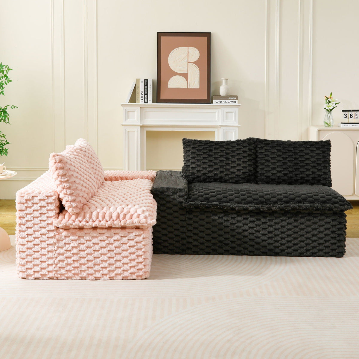 Multifunctional Sofa Pink Black, Fits 4 People, photo 39 of 40