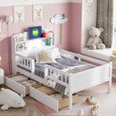 Platform Bed With LED Light, Multi Functional Headboard, Guardrail And 2 Drawers by Unique Piece Furniture