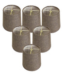 6"W x 5"H Set of 6 Chocolate Burlap Drum Chandelier Clip-On Lampshade