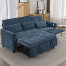 2-in-1 Sofa 82' Three-seater Sofa with Sofa Bed and Reversible Recliner, Blue Chenille