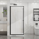Corner Shower Enclosure, Frameless Pivot Door - Matte Black by HouseOfZazla