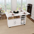 Multi Functional Folding Table With Storage Shelves And Wheels by Unique Piece Furniture