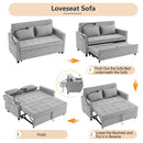 Pull-Out Sleeper Sofa With Reversible Backrest Cushion, Side Pockets, 2 USB Ports And A Phone Holder For Living Room