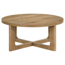 Kessler Round Sculptural Wood Coffee Table Light Oak