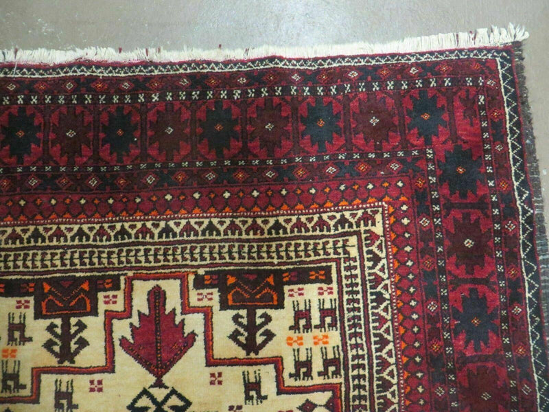 4' X 7' Vintage Handmade Pakistan Turkoman Bokhara Balouch Woven Wool Rug Nice