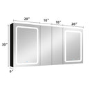 60x30 Inch LED Bathroom Medicine Cabinet Surface Mount Double Door Lighted Medicine Cabinet, Medicine Cabinets for Bathroom with Mirror Defogging, Dimmer Black