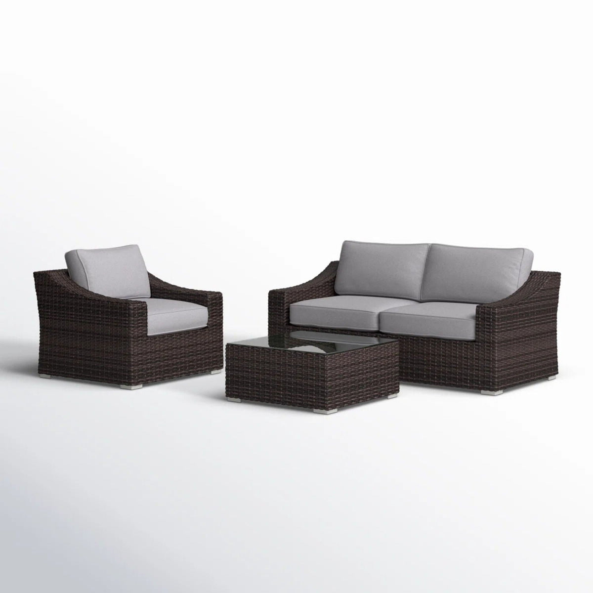 Outdoor Wicker Conversation Set With Cushions, All Weather, photo 6 of 40