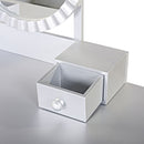 Luxury Vanity Desk With Round Mirror Height Adjustable Dressing Table Set Engineered Wood - Silver by HouseOfZazla