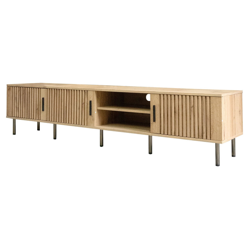 78" TV Stand For TVs Up To 85" With Closed Storage, Living Room Entertainment Center - Natural Wood, photo 8 of 16