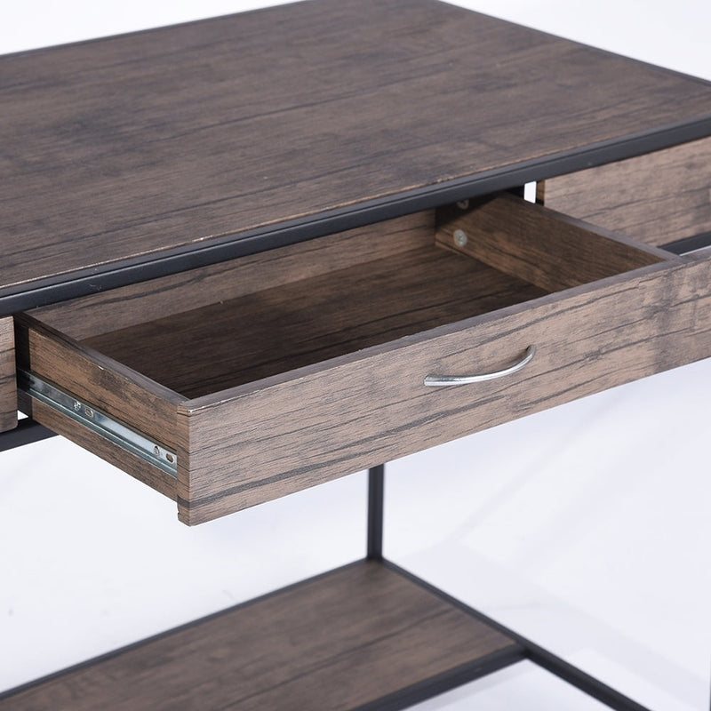 43.3" W x 21.6"D x 29.3" H Computer Desk with One Drawer, Walnut & Black