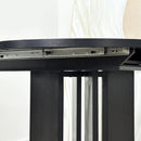 Dining Table For Farmhouse Kitchen Expandable Oval Table Top With Removable Leaf Trestle X Shaped Base - Black by HouseOfZazla