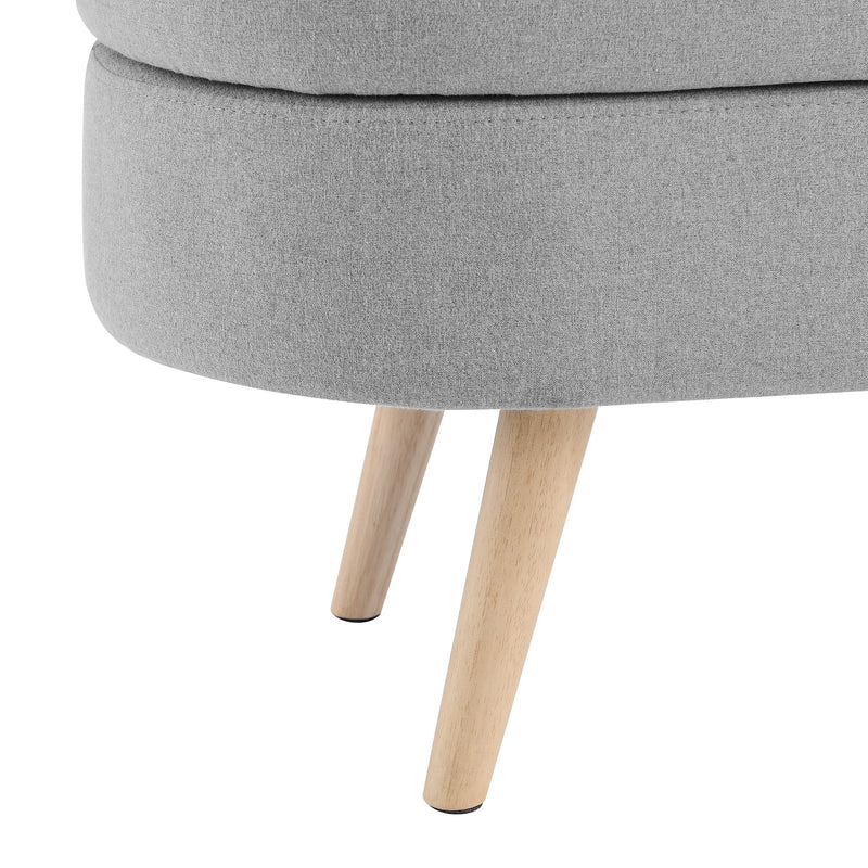 Walker Edison | Linen Oval Ottoman Storage Bench