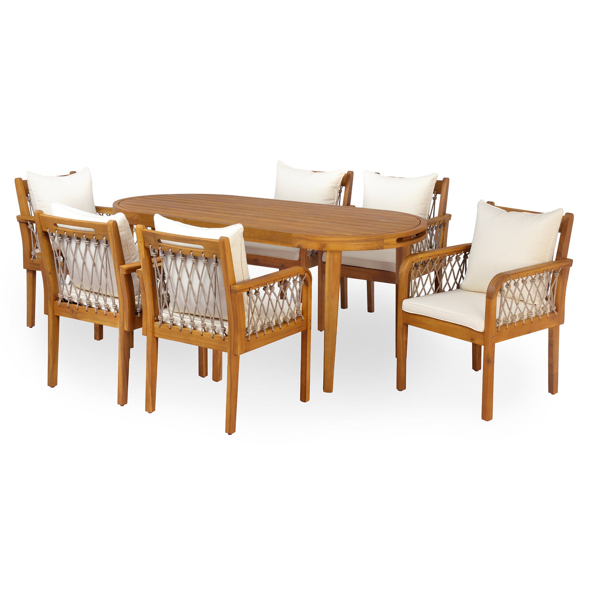 7-Piece Outdoor Acacia Wood Dining Set, photo 3 of 10