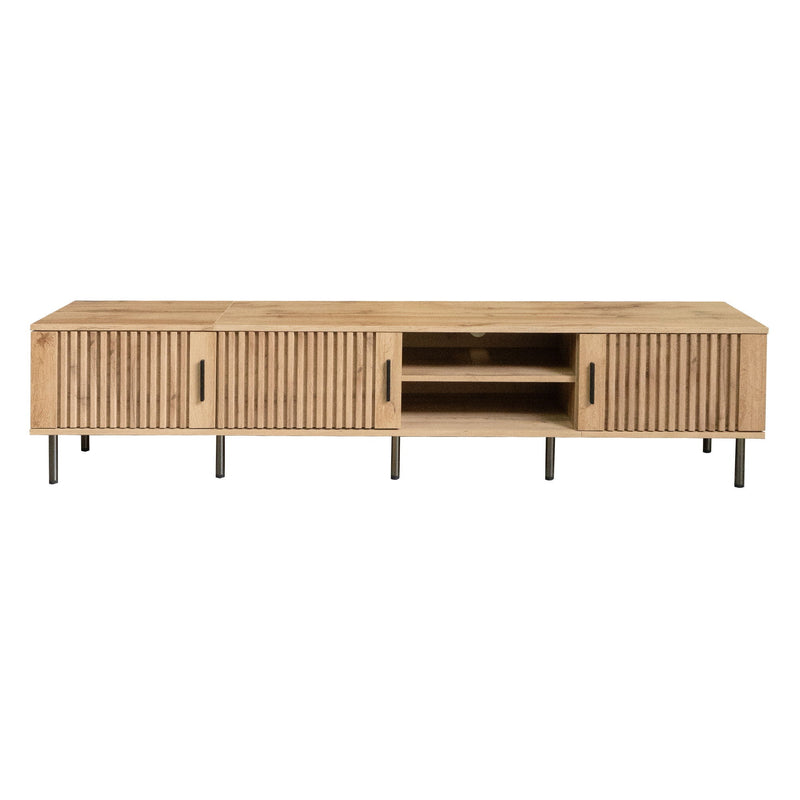 78" TV Stand For TVs Up To 85" With Closed Storage, Living Room Entertainment Center - Natural Wood, photo 9 of 16