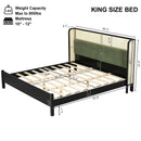 King Size Bed Frame with Black Frame and Green Upholstered Headboard by HouseOfZazla