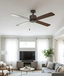 52" Aldea IV 4-Blade Ceiling Fan Oil Rubbed Bronze Motor Finish and Walnut Blade Finish by LampsUSA