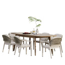 Modern Outdoor Dining Set With Expandable Acacia Wood Table by HouseOfZazla