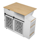 Modern Style 2 In 1 Pet Friendly Dog Crate Kitchen Island End Table Metal Pine - Natural / White by HouseOfZazla