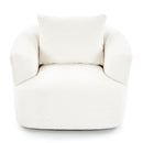 360° Swivel Barrel Sofa Chair with Throw Pillow, Chenille Upholstered Accent Chair, Beige, 38.2'