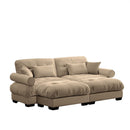 Modern Sectional Sofa With Ottoman, Round Bolster Armrests, Waist And Throw Pillows by HouseOfZazla