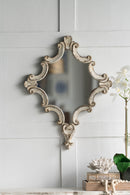 Artistic Diamond Scrollwork Mirror, Home Accent Mirror For Living Room, Entryway, Bedroom, Office - Antique White by HouseOfZazla