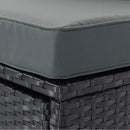 6 Pieces PE Rattan sectional Outdoor Furniture Cushioned Sofa Set with 3 Storage Under Seat Black Wicker + Dark Grey Cushion