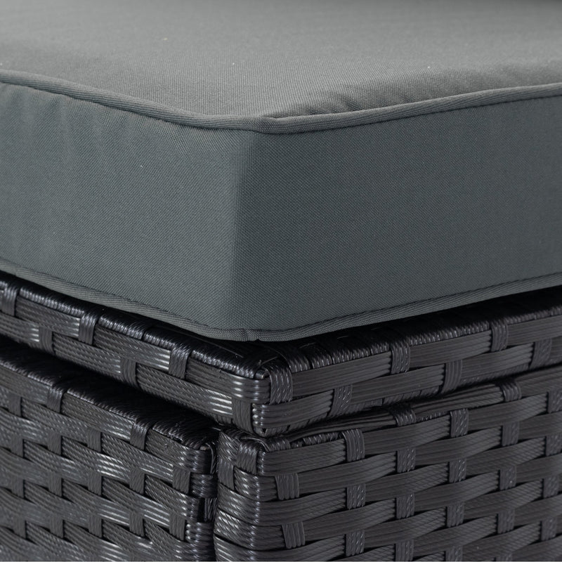 6 Pieces PE Rattan sectional Outdoor Furniture Cushioned Sofa Set with 3 Storage Under Seat Black Wicker + Dark Grey Cushion