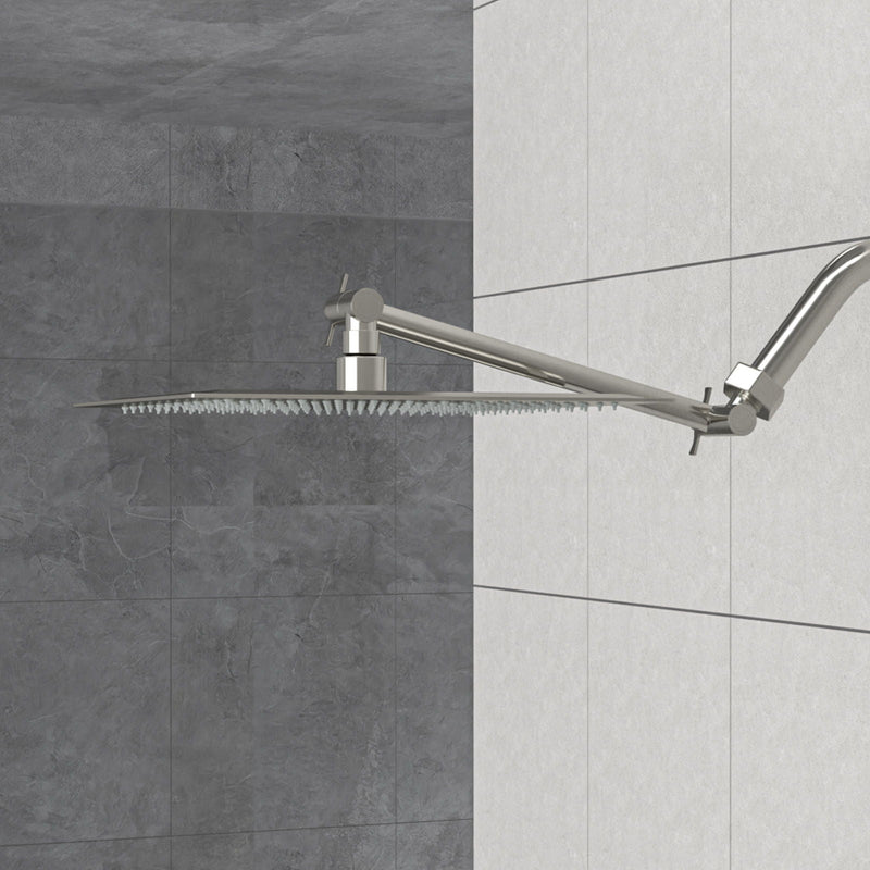 Luxury Rain Shower Head With Adjustable Arm, 10" Square, Stainless Steel - Brushed Nickel, photo 5 of 15
