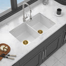 32" Undermount Double Bowl Kitchen Sink Rectangular Deep Dual Bas With Grids - White by HouseOfZazla