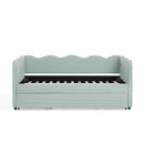 Cozy Gingham Daybed with Trundle Twin Size Sofa Bed No Box Spring Needed