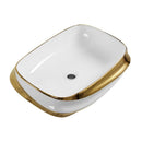 Vessel Sink Above Counter Vanity Basin - Gold / White / Milk White by HouseOfZazla