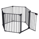 150" Adjustable Safety Gate 6 Panels Play Yard Metal Doorways Fireplace Fence Christmas Tree Fence Gate for House Stairs Gate prohibited area fence