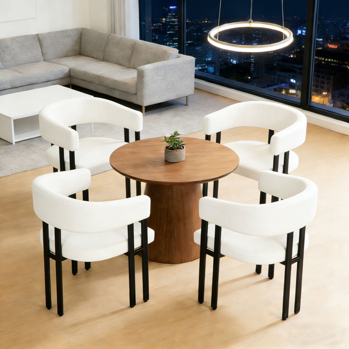 Modern Dining Upholstered Barrel Chair With Curved Back And Armrests, photo 12 of 23