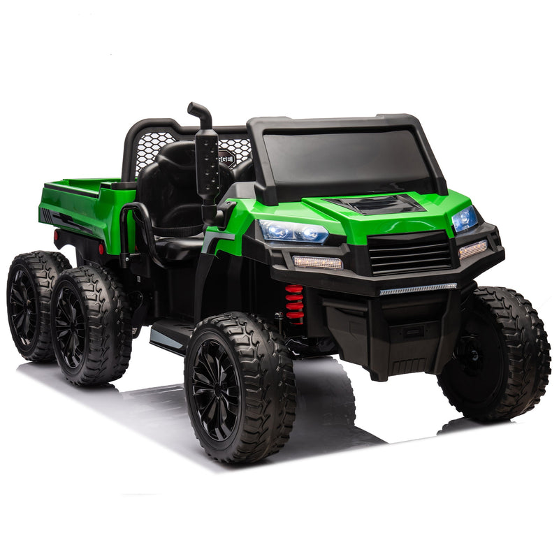 24V 2-Seater UTV-XXL Ride On Truck with Dump Bed for kid,Ride On 4WD UTV with 6 Wheels,Foam Tires, Suitable for Off-Roading,remote control,Three-Point Safety Harness