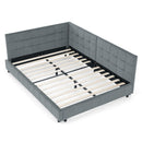 Mid-Century Storage Upholstered Tufted Bed Frame With Backrest And Armrests by HouseOfZazla