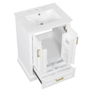 Bathroom Vanity With Sink, 1 Divided Drawer And 2 Soft Close Doors With Double Shelf