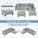 Modern Sectional Sofa With Storage Ottoman, L - Shape Couch With 2 Pillows And Cup Holders by Unique Piece Furniture