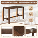 TREXM Rustic Patio Bar Set with Ergonomic Chairs, Solid Wood Slatted Tabletop in Mocha+Beige Cushion by Montret
