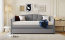 Upholstered Daybed Sofa Bed With Trundle Bed And Wood Slat by HouseOfZazla