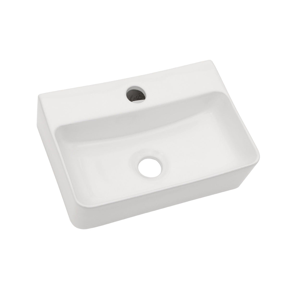 Ceramic Rectangle Wall Mount Bathroom Sink With Single Faucet Hole, photo 9 of 20
